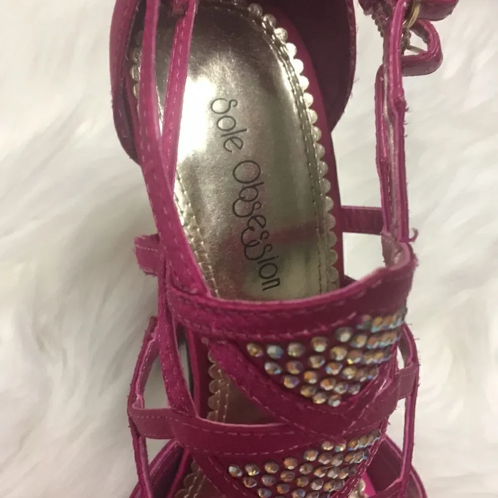 Hot Pink Sole Obsession Satin Evening Shoe